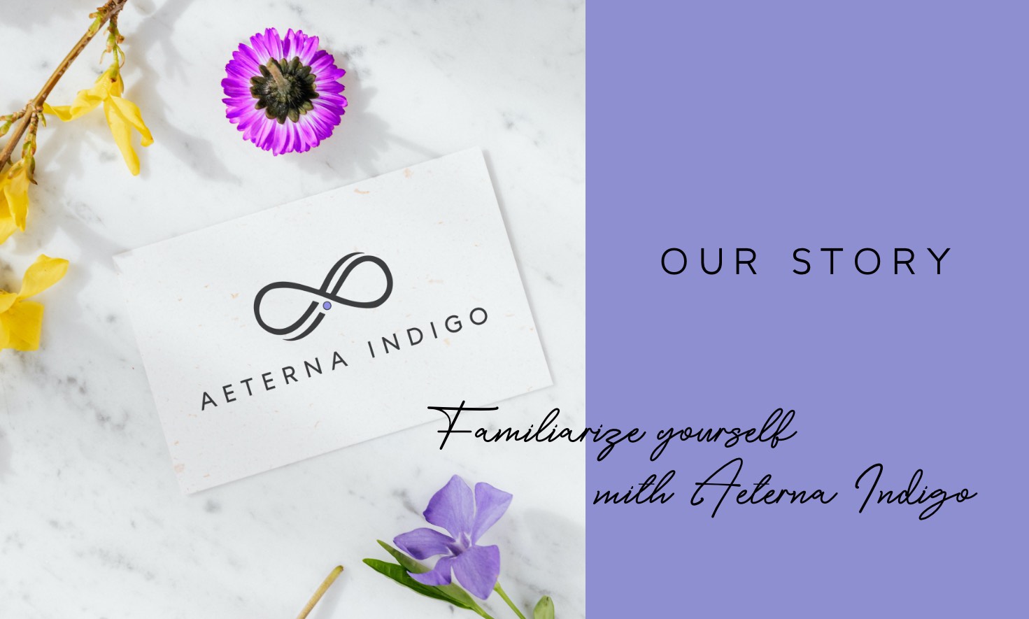 Business Card Brand Flowers On Marble Purple Hero_Aeterna Indigo